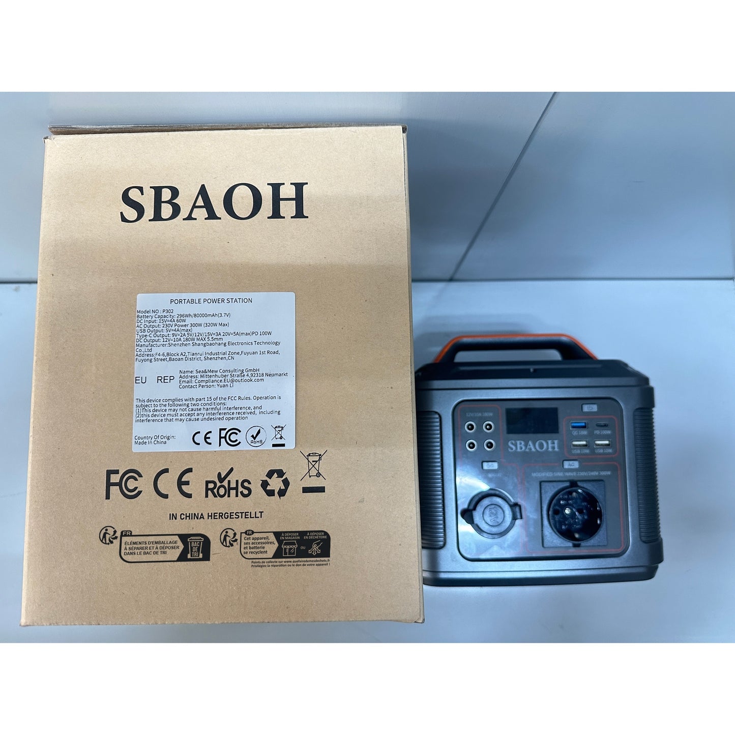 SBAOH Portable Power Station 300W,solar Power Generator 296Wh 80000mAh,solar Power Bank Portable Charger